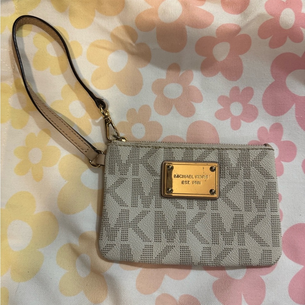 Michael Kors Cream and Gold Wristlet